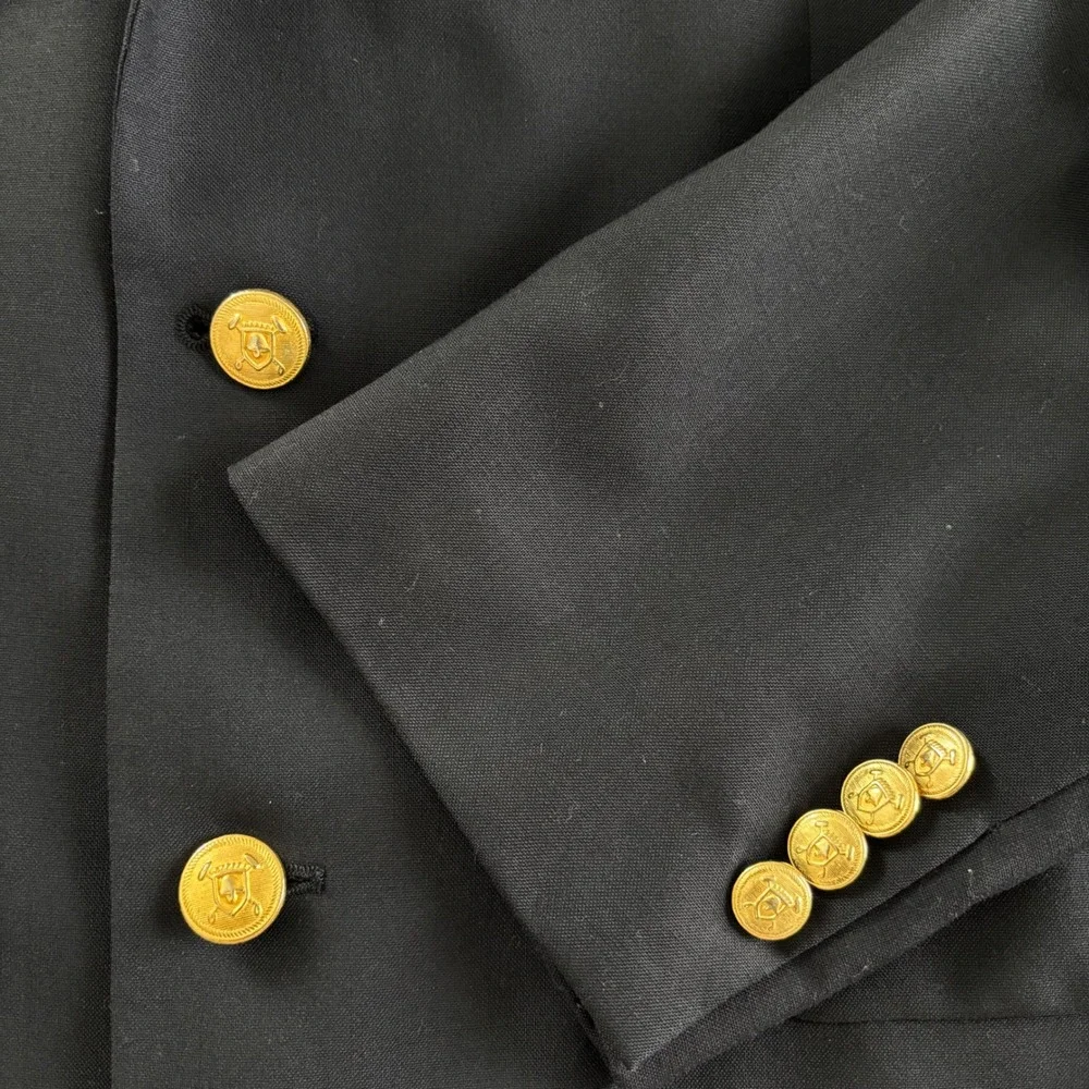 Ralph Lauren Navy Blue Blazer Gold Buttons Two Button Menswear Classic Style 46L